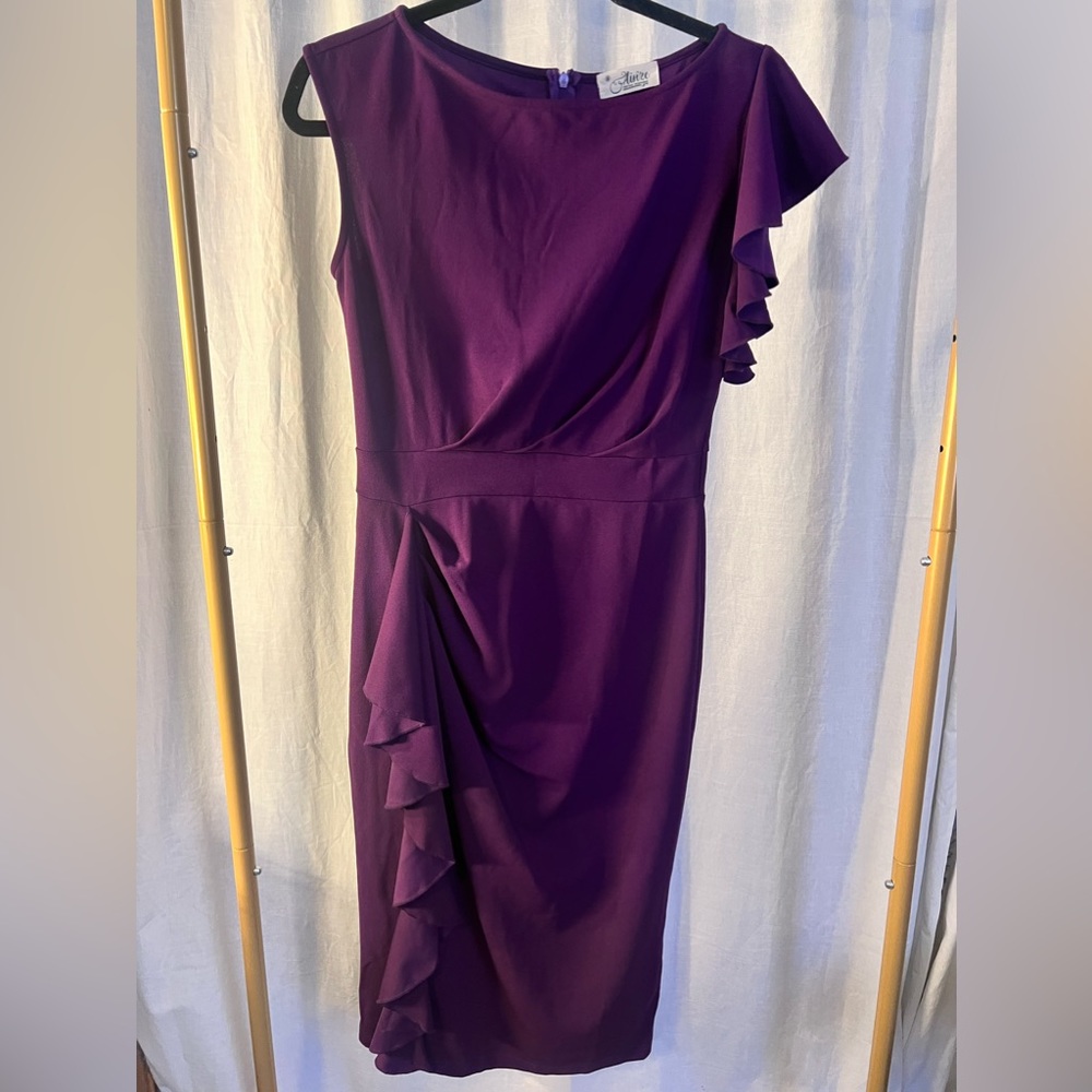 Purple Size M- Worn Once Aisize Women's Ruffle Sleeves Cocktail Party  Dress